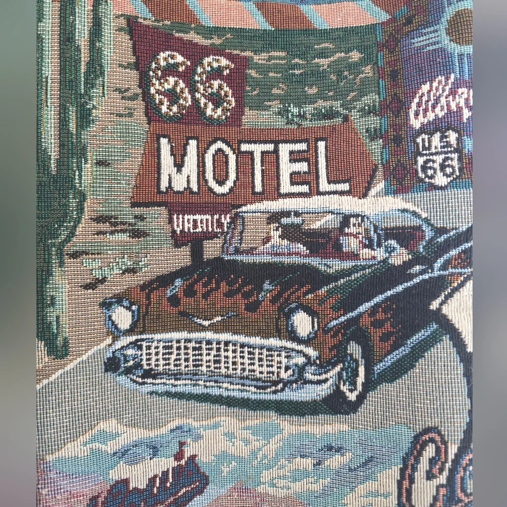 Vintage Route 66 Tapestry Vest Americana Western Desert Road Trip Motel Large - Picture 4 of 8